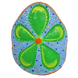 Tropical Beach Sand Dollar Sea Biscuit Haitian Metal Wall Art Decor Blue 9 inch